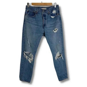 Levi's Premium Wedgie Jeans High Rise Distressed Medium Wash Size 30